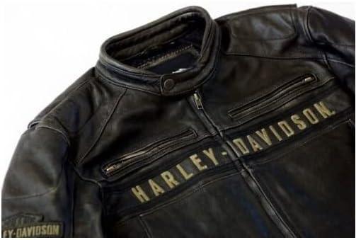 Men's H-D Motorcycle Passing Link Distressed Black Cowhide Leather Jacket. Phil and Gazelle.