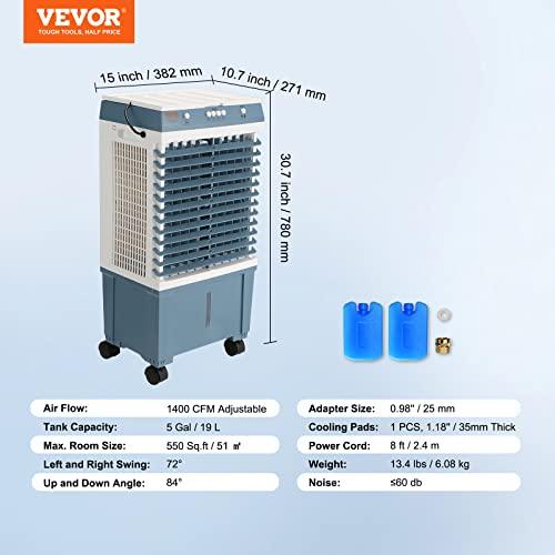 Evaporative Cooler, 1400 CFM Air Cooler, 84° Oscillating Swamp Cooler. Phil and Gazelle.