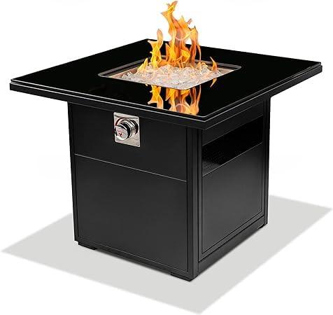 Square Fire Pit Table for Outside Patio – 30" Small Outdoor Propane Gas Fire Table. Phil and Gazelle.