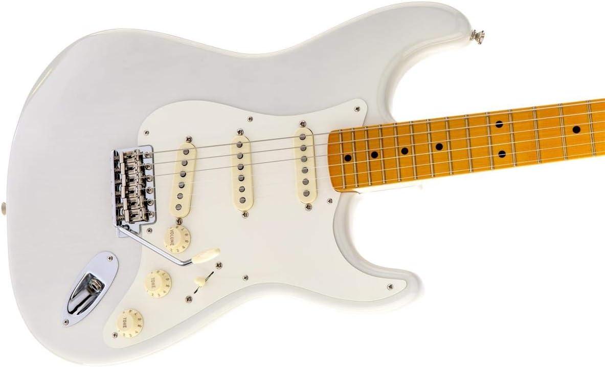 Fender Eric Johnson Stratocaster® Maple Electric Guitar, White Blonde, Maple Fretboard. Phil and Gazelle.