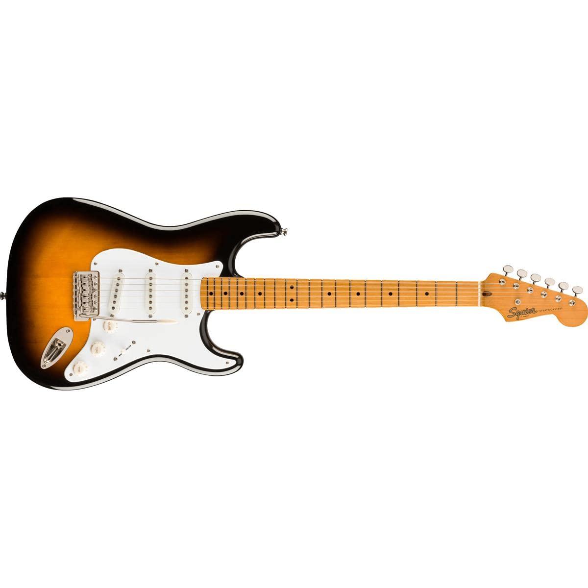 Fender Classic Vibe 6 String Solid-Body Electric Guitar, Right. Phil and Gazelle.