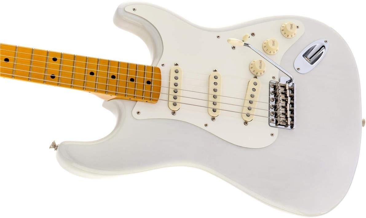 Fender Eric Johnson Stratocaster® Maple Electric Guitar, White Blonde, Maple Fretboard. Phil and Gazelle.