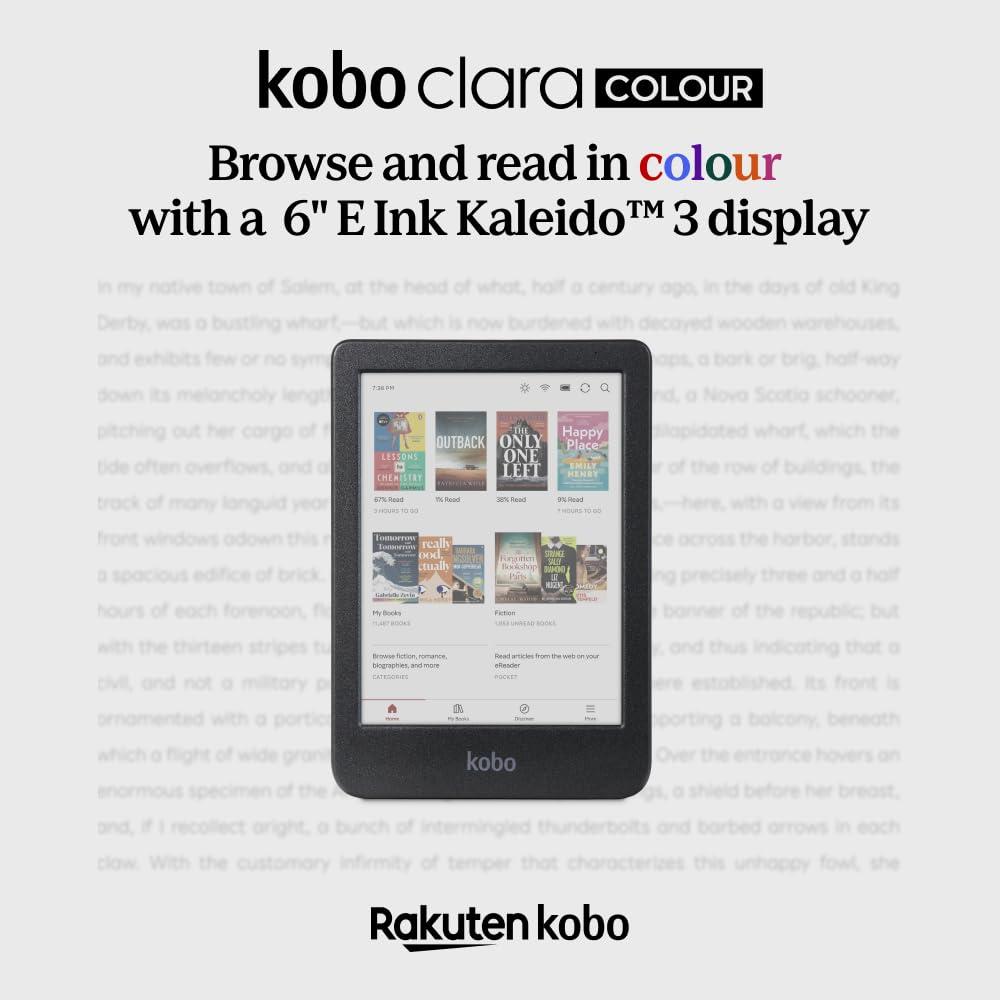 Kobo Clara Colour eReader 6” Glare-Free Colour. Phil and Gazelle.