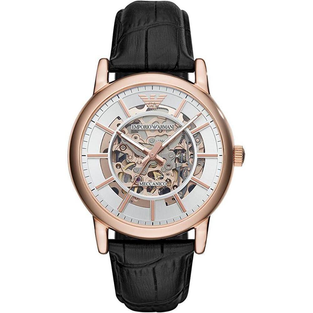 Emporio Armani Men's Three-Hand Dress Watch with Quartz Movement, Rose & Black Automatic