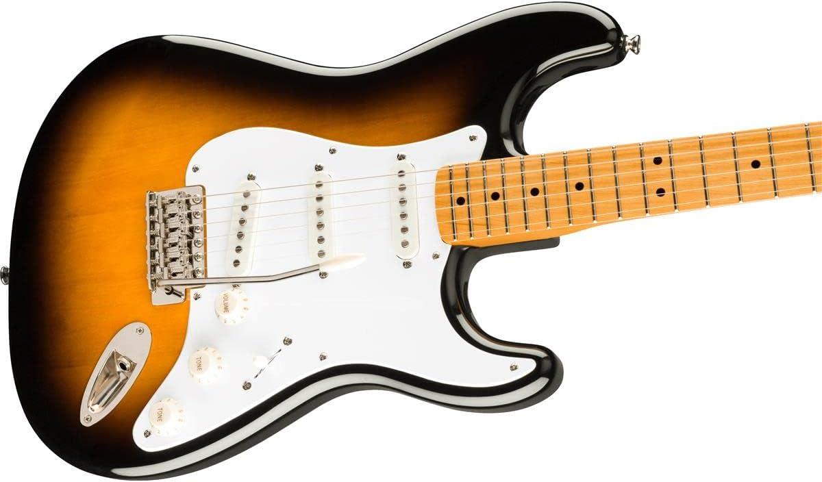 Fender Classic Vibe 6 String Solid-Body Electric Guitar, Right. Phil and Gazelle.