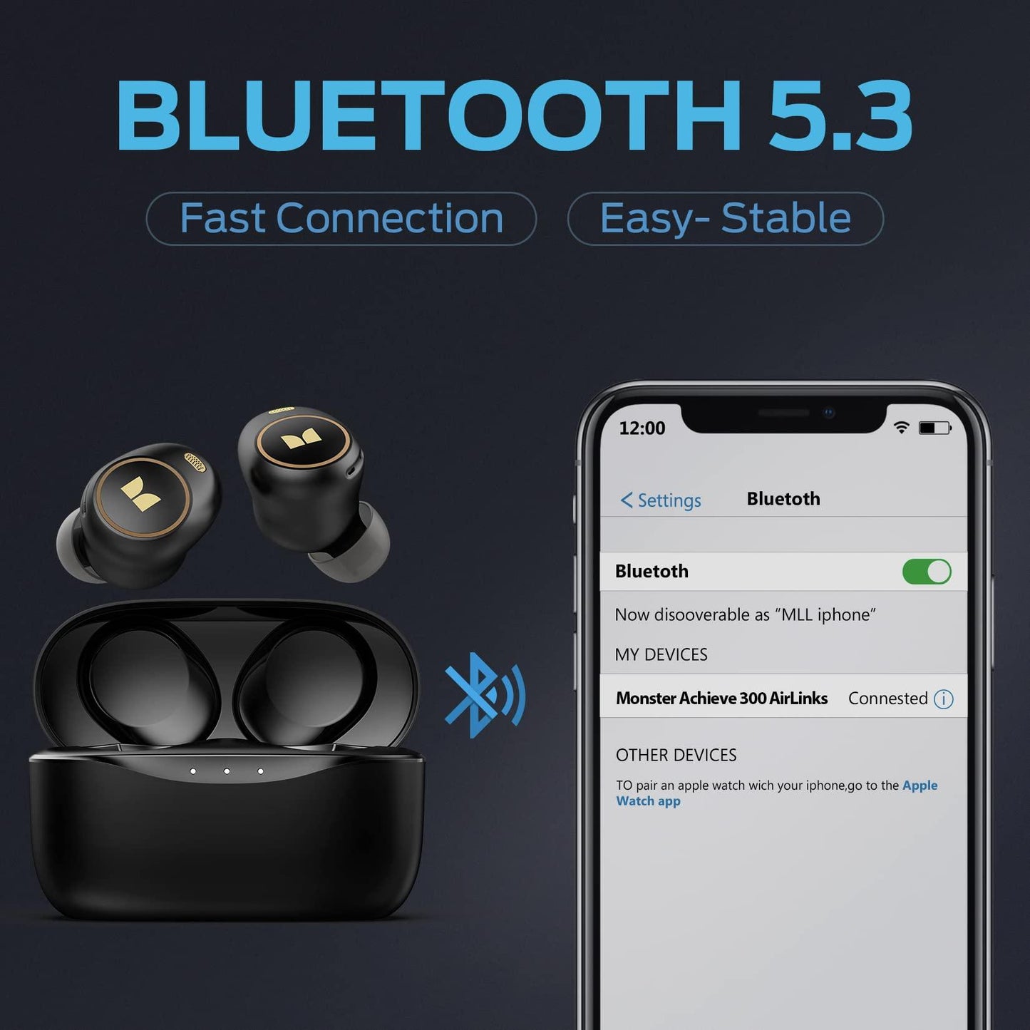 Monster Wireless Earbuds, Achieve 300 AirLinks. Phil and Gazelle.