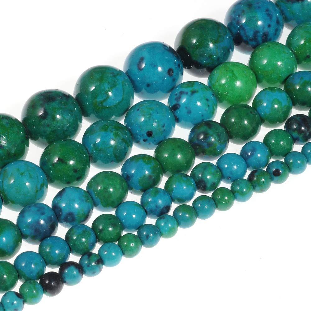 Natural Stone Beads 6mm Chrysocolla Beads Gemstone Round Loose Beads Crystal Energy Stone Healing Power for Jewelry Making DIY,1 Strand 15"