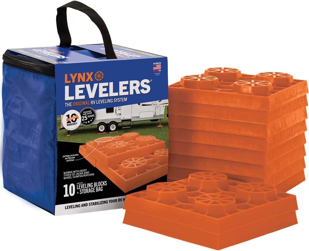 Lynx Leveler for RV Leveling Block with Nylon Storage Case, (Pack of 10). Phil and Gazelle.