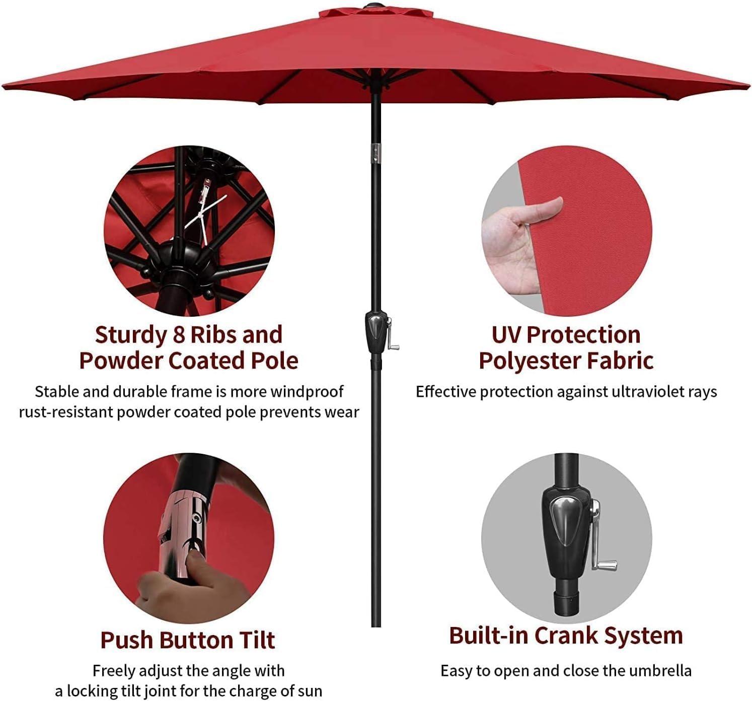 Simple Deluxe 9ft Outdoor Market Table Patio Umbrella with Button Tilt. Phil and Gazelle.