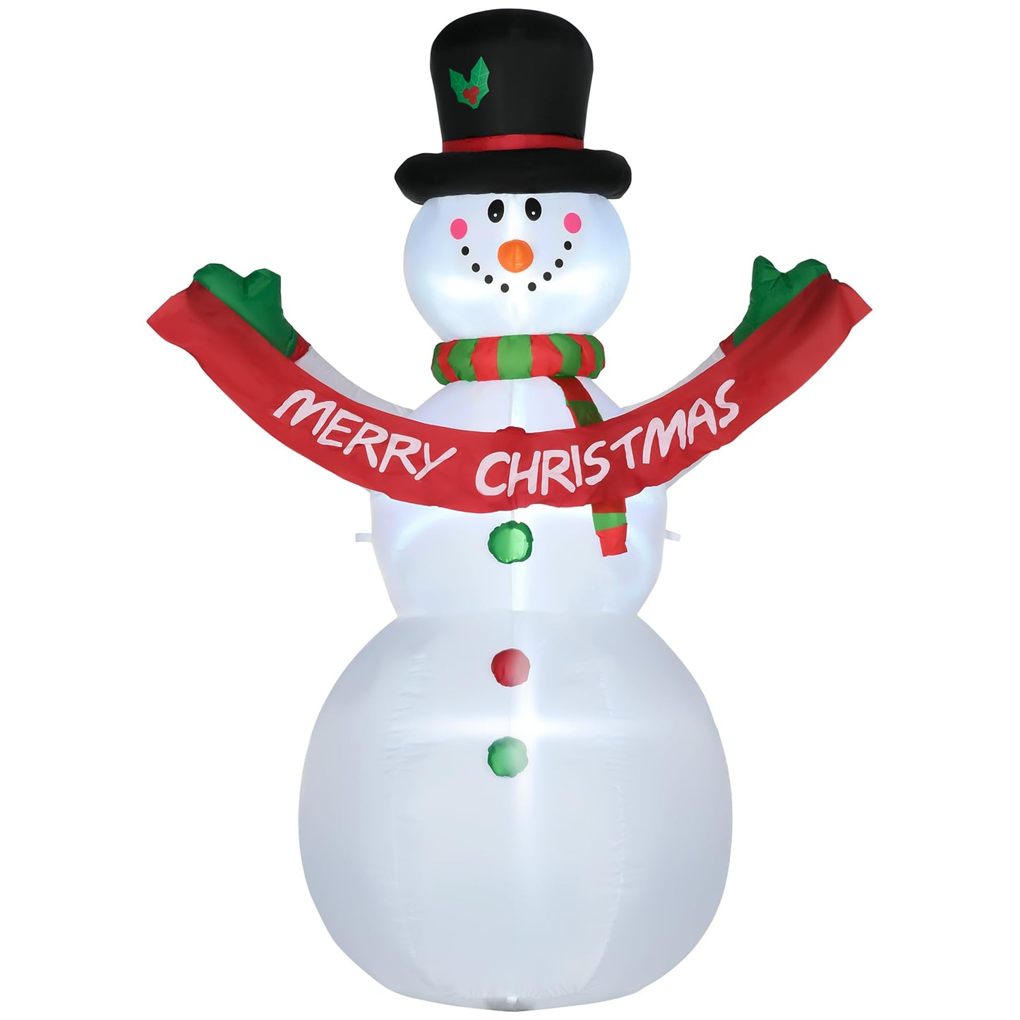 8ft Inflatable Christmas Decoration Snowman with Merry Christmas Banner. Phil and Gazelle.