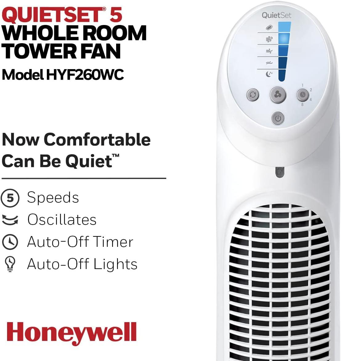 Honeywell HYF260WC QuietSet® Whole Room 40” Tall Tower Fan.