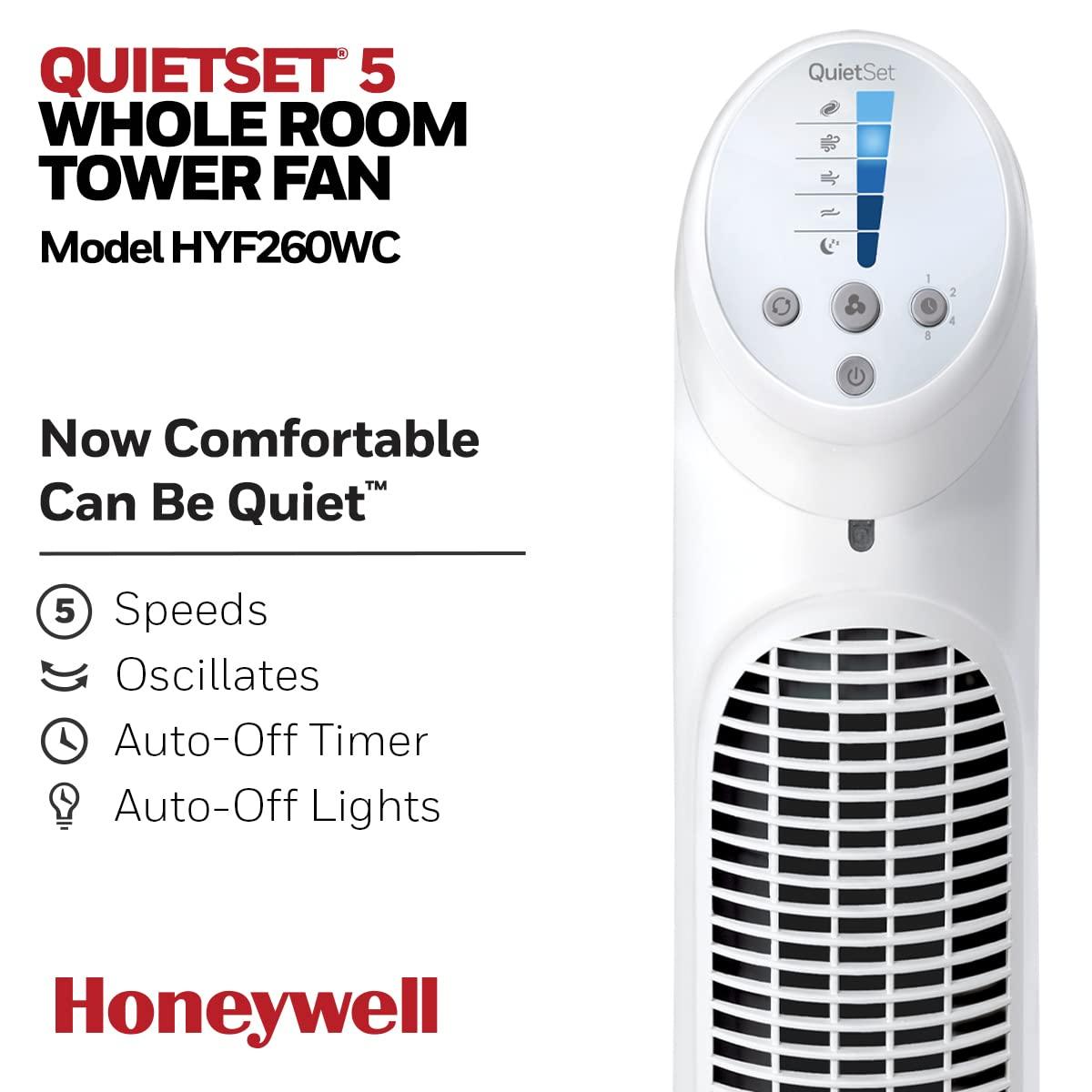 Honeywell HYF260WC QuietSet® Whole Room 40” Tall Tower Fan.