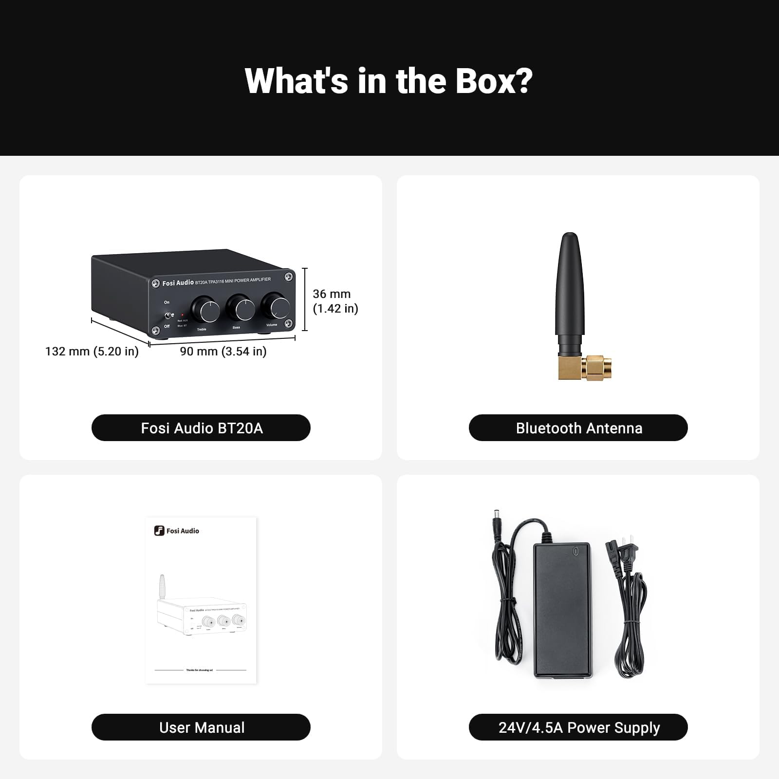 Fosi Audio BT20A Bluetooth 5.0 Stereo Audio 2 Channel Amplifier. Phil and Gazelle.