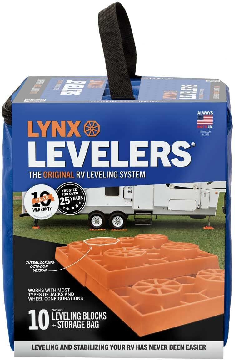 Lynx Leveler for RV Leveling Block with Nylon Storage Case, (Pack of 10). Phil and Gazelle.