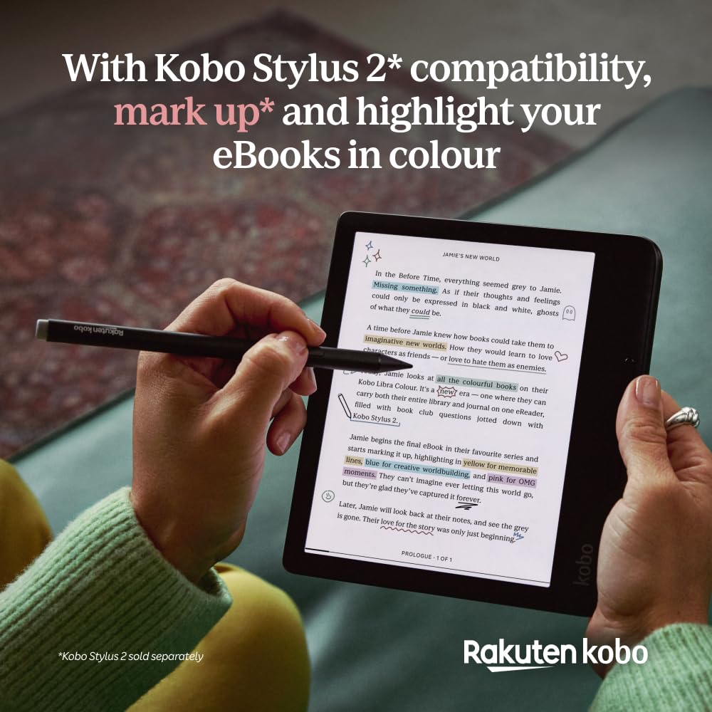 Kobo Libra Colour | eReader | 7” Glare-Free Colour E Ink Kaleido. Phil and Gazelle.