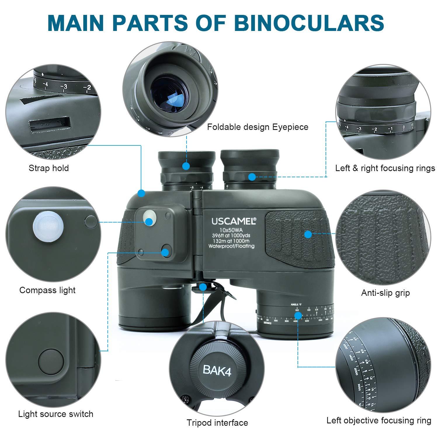 USCAMEL 10X50 Marine Binoculars with Rangefinder Compass. Phil and Gazelle.