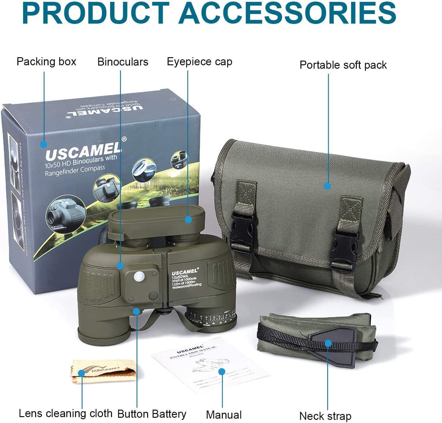 USCAMEL 10X50 Marine Binoculars with Rangefinder Compass. Phil and Gazelle.