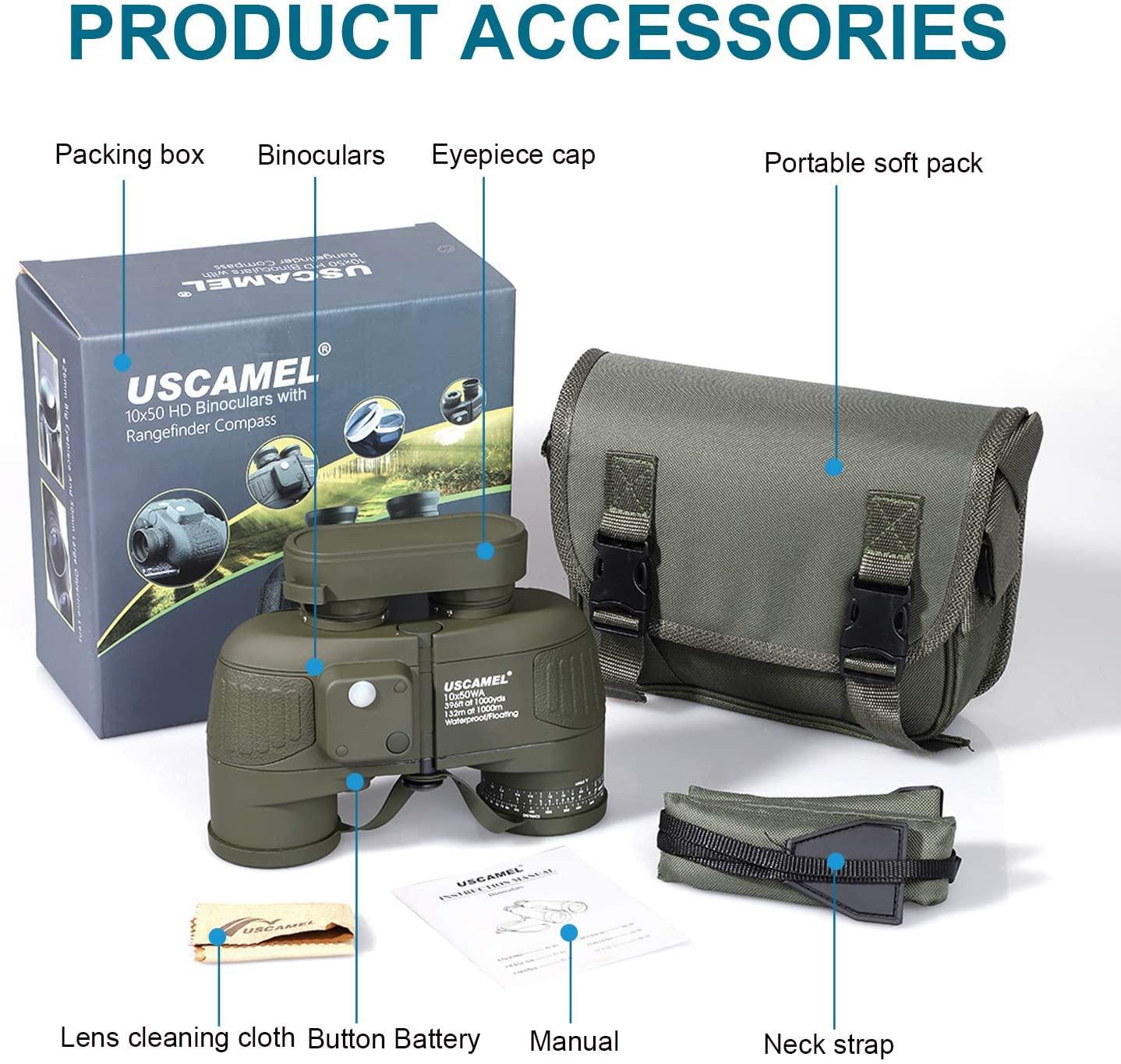 USCAMEL 10X50 Marine Binoculars with Rangefinder Compass. Phil and Gazelle.