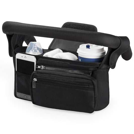 Universal Stroller Organizer with Insulated Cup Holder by Momcozy. Phil and Gazelle.
