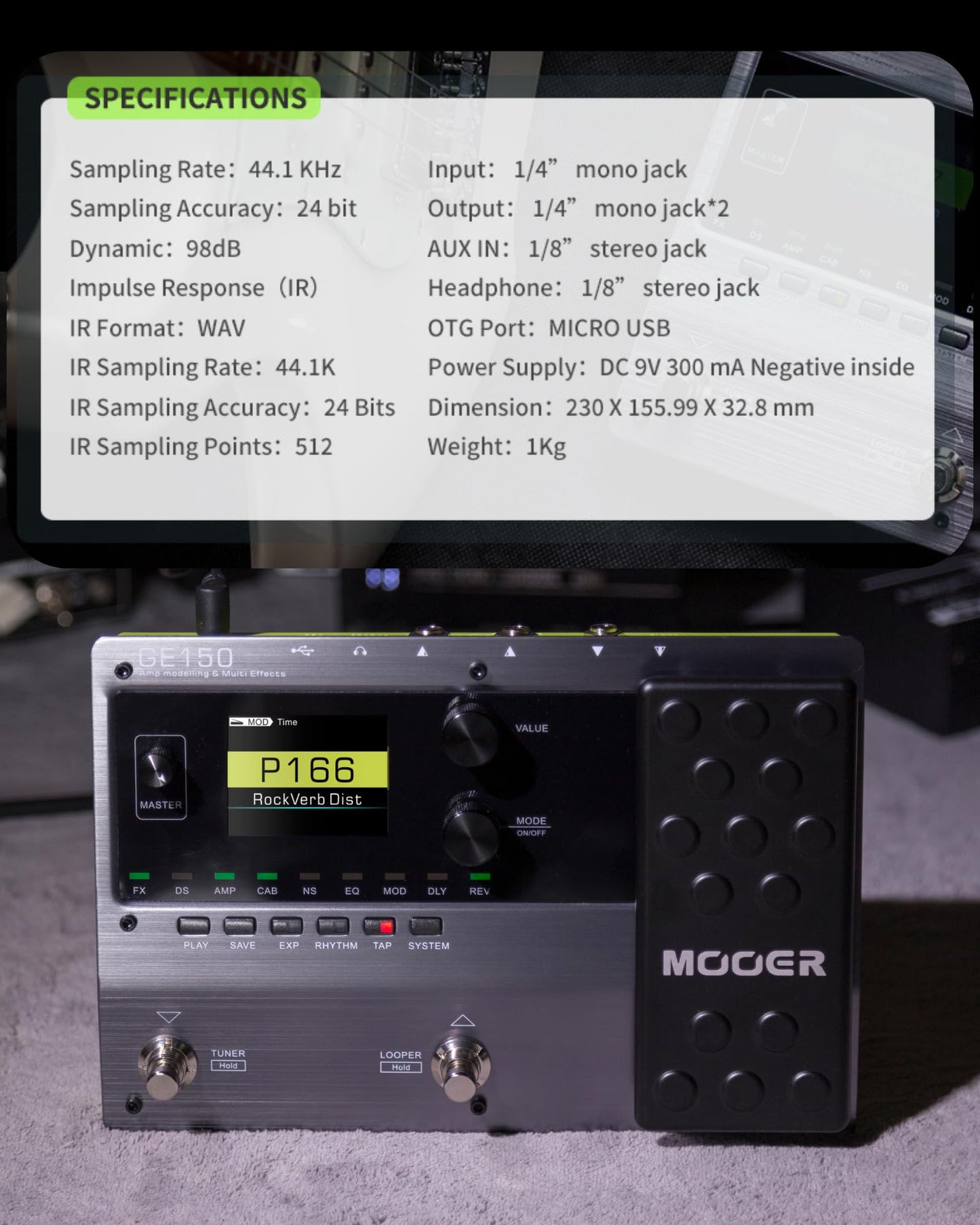 Electric Guitar Amp Modelling Multi Effects Pedal Portable. Phil and Gazelle.