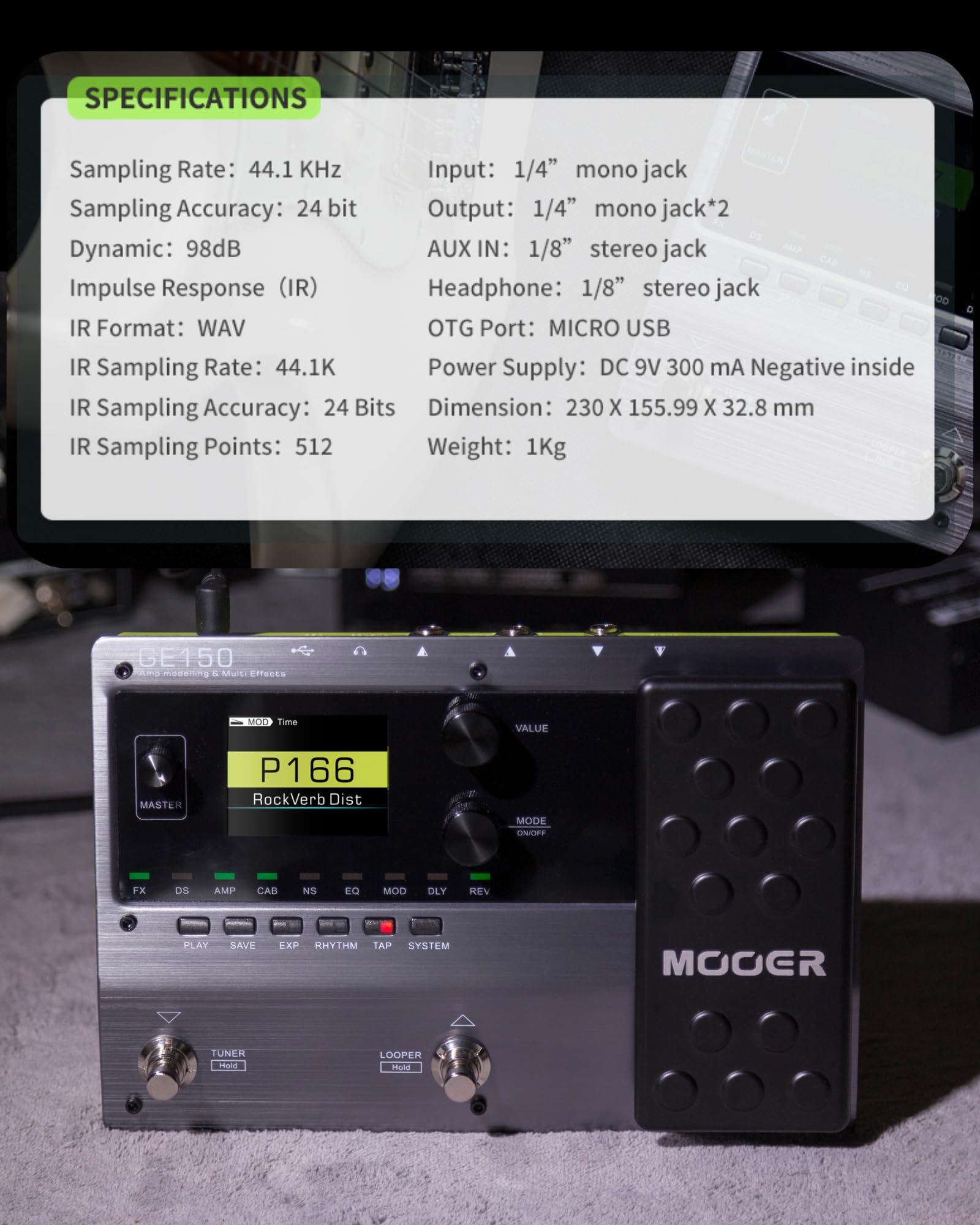 Electric Guitar Amp Modelling Multi Effects Pedal Portable. Phil and Gazelle.