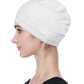 Jo Alnorm Womens Bamboo Beanie Lace Turban Soft Sleeping Night Cap Off-White