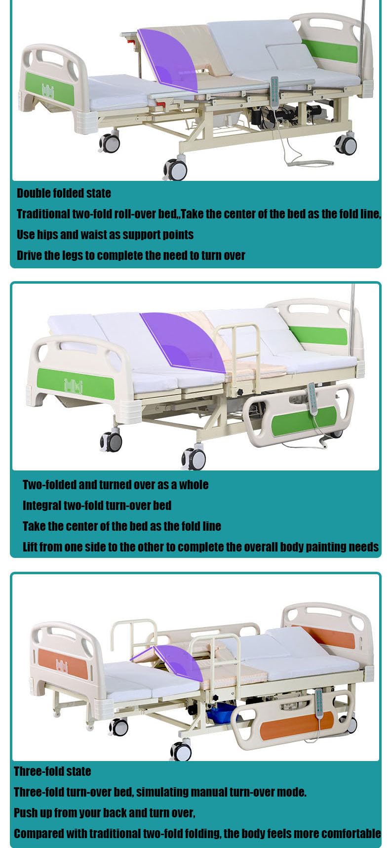 Electric Elderly Care Bed, Equipped with Breathable Mattress and Motor. Phil and Gazelle mattress.