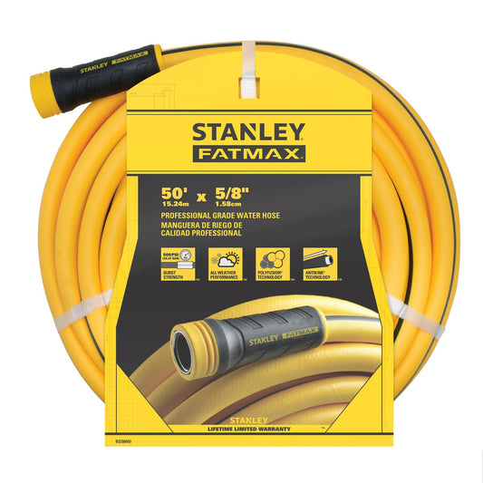 Stanley Fatmax Professional Grade Water Hose, 50' x 5/8", Yellow 500 PSI. Phil and Gazelle.