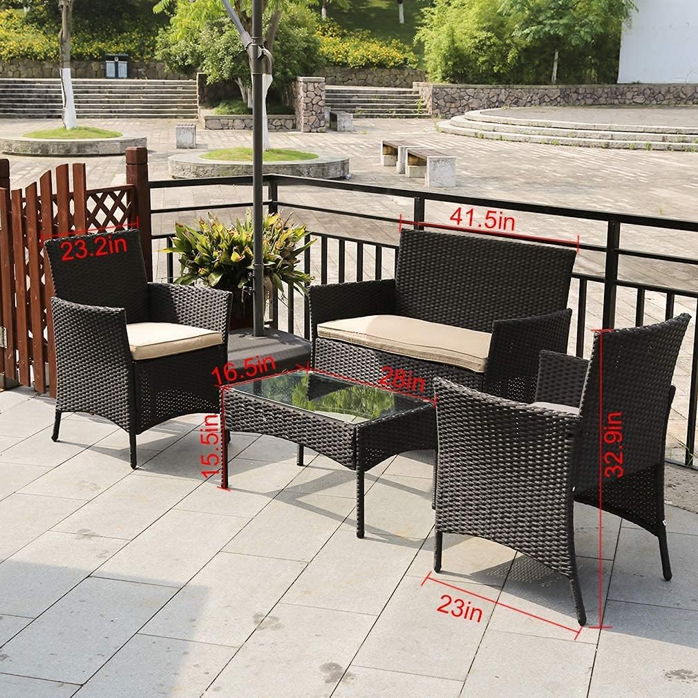 &nbsp;Wicker Patio Furniture 4 Piece Patio Set Chairs Wicker Sofa. Phil and Gazelle.