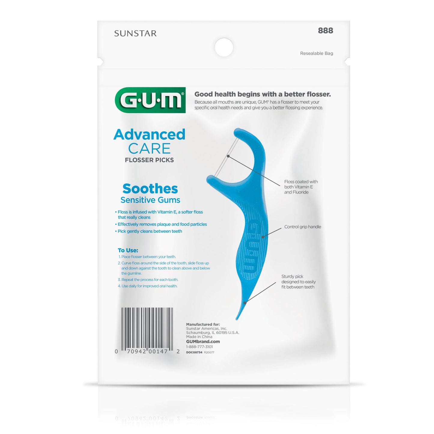 GUM Advanced Care Flossers, Fresh Mint, Vitamin E &amp; Fluoride, 150 Count. Phil and Gazelle.