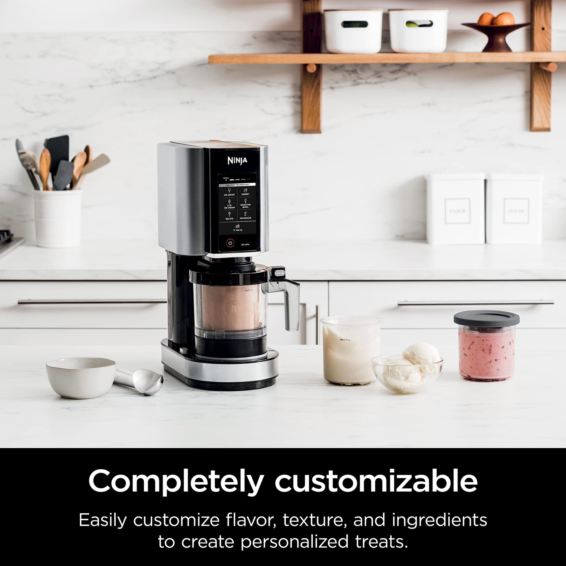 Ninja NC301C, CREAMi Ice Cream, Gelato, Milkshake, Sorbet, Smoothie Bowl, and Lite Ice Cream Maker, 7 One-Touch Programs (Canadian Version), 16oz. Phil and Gazelle.