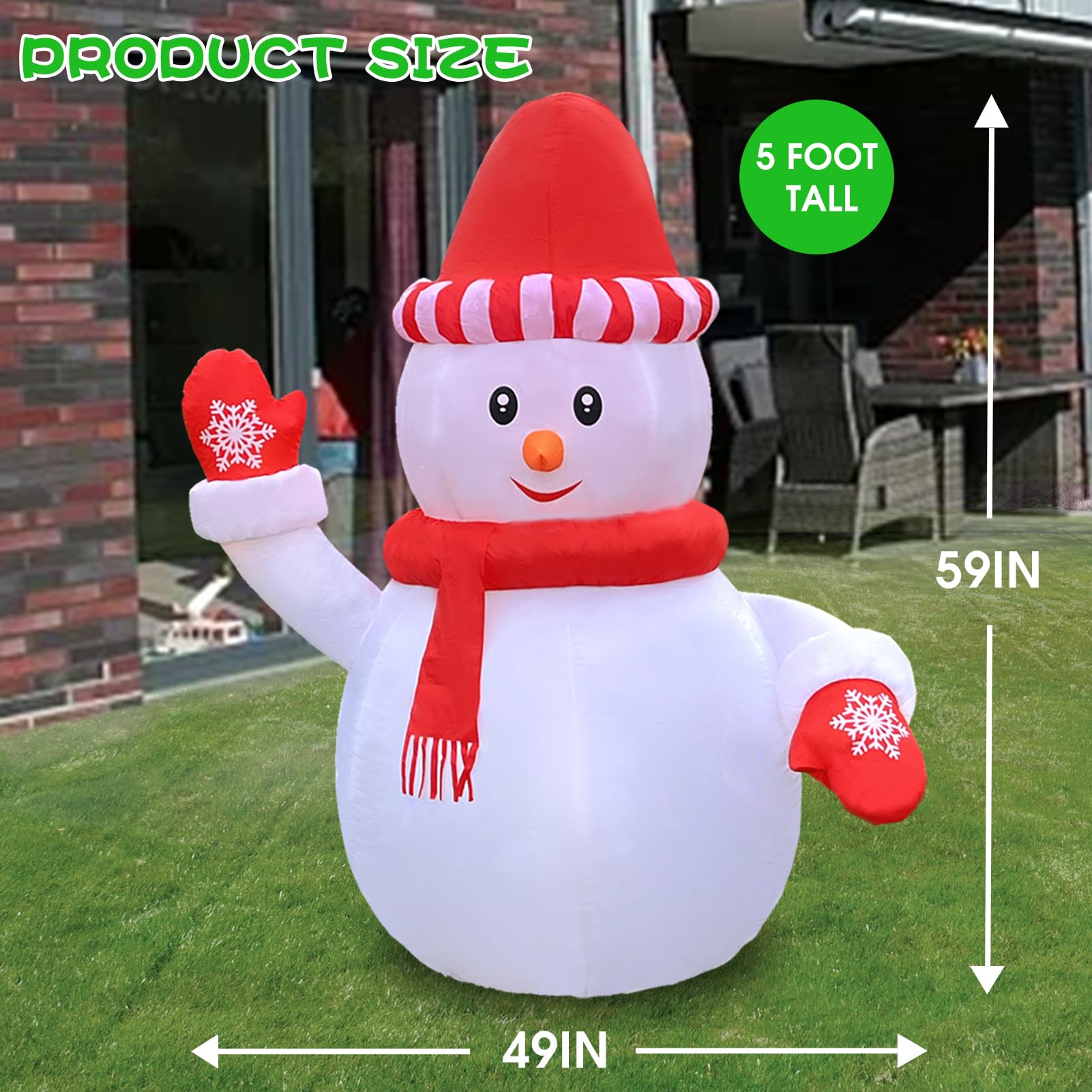 5FT Inflatables Christmas Snowman. Phil and Gazelle.