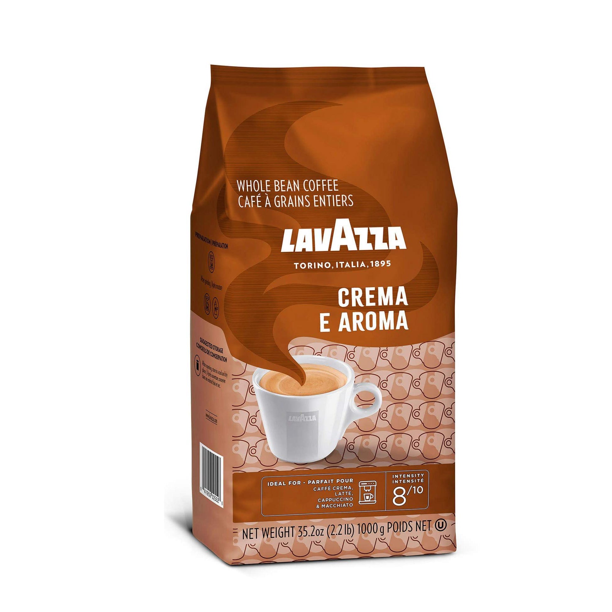 Lavazza Crema E Aroma Whole Bean Coffee Blend, Medium Roast, 1 kg Bag Phil and Gazelle