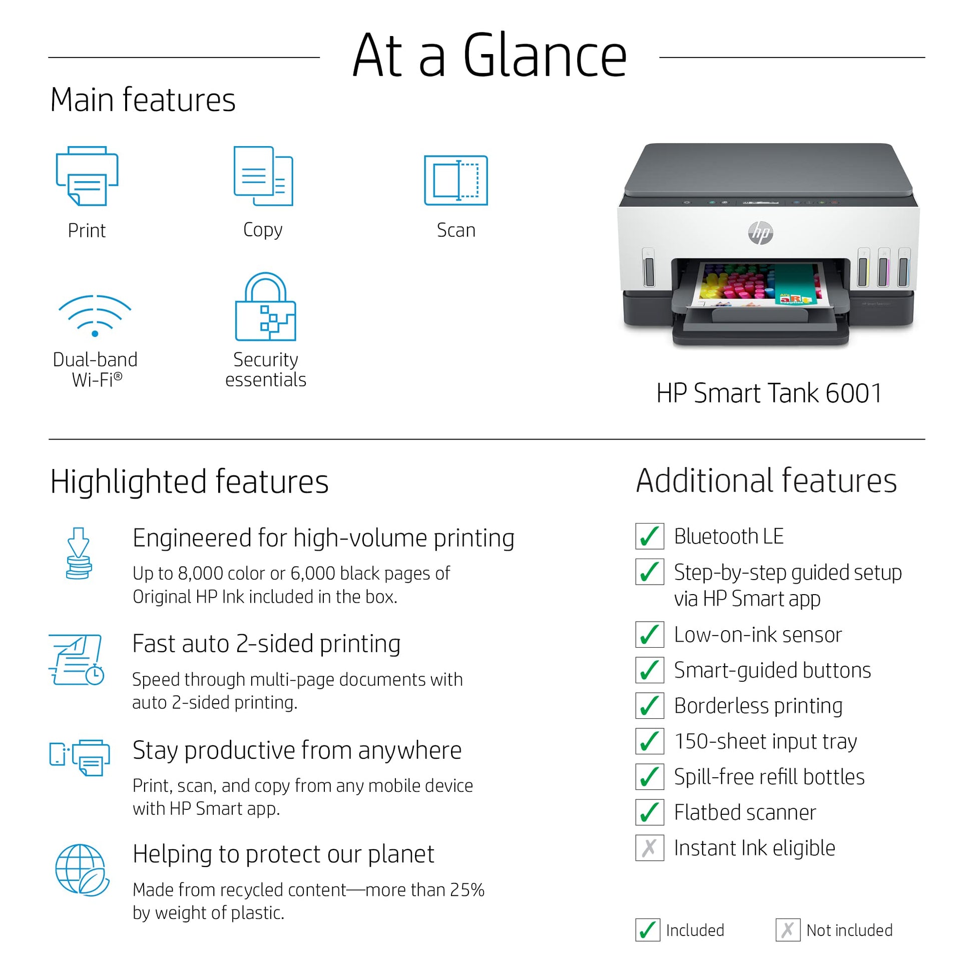 HP Smart Tank 6001 Wireless All-in-One 2 Years of Ink Included. Phil and Gazelle.