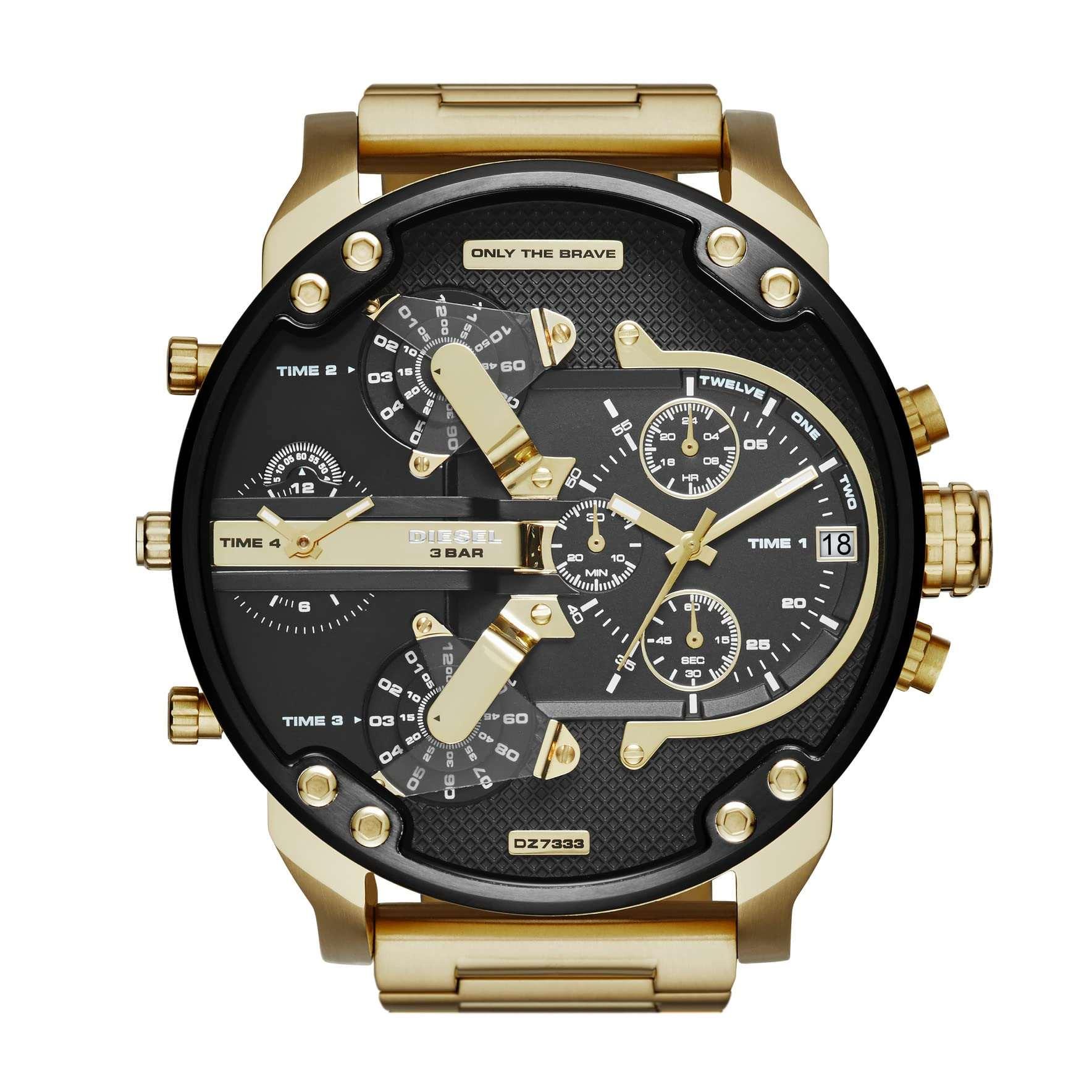 Diesel Men's 57mm Mr. Daddy 2.0 Quartz Stainless Steel Chronograph Watch, Color: Black, Gold (Model: DZ7333) Phil and Gazelle