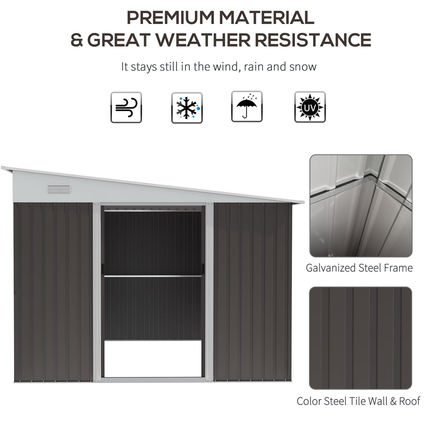 Outsunny 11' x 9' Steel Garden Storage Shed. Phil and Gazelle.