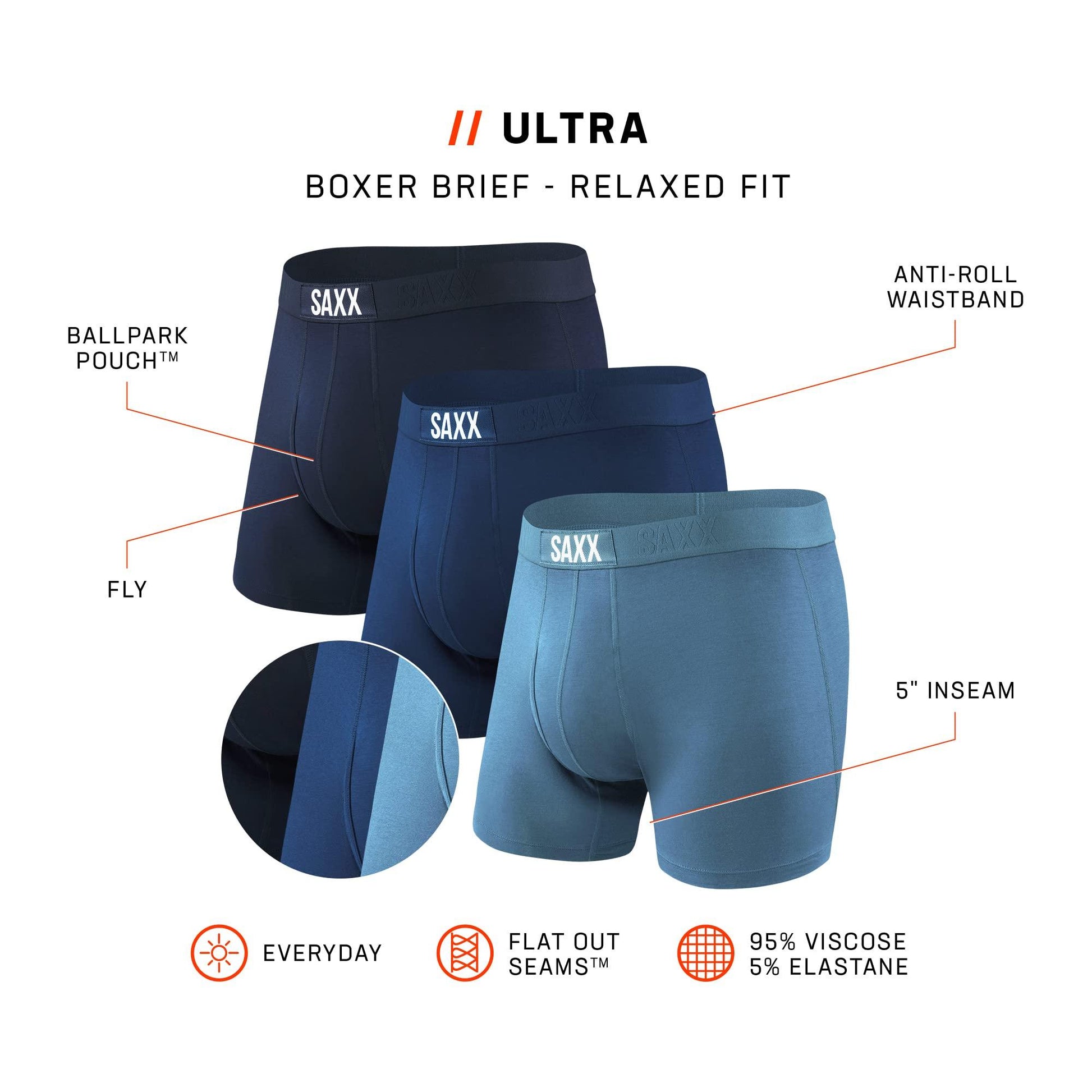 Saxx Men's Underwear - Ultra Super Soft Built-in Pouch Support boxer. Phil and Gazelle.