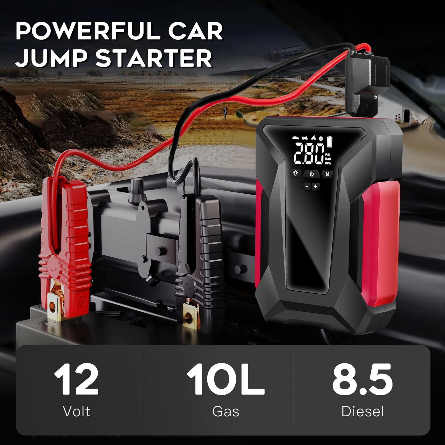 Car Jump Starter, 4000A Peak Car Battery Charger with Air Compressor, 12V Jump Box for Car Battery. Phil and Gazelle.