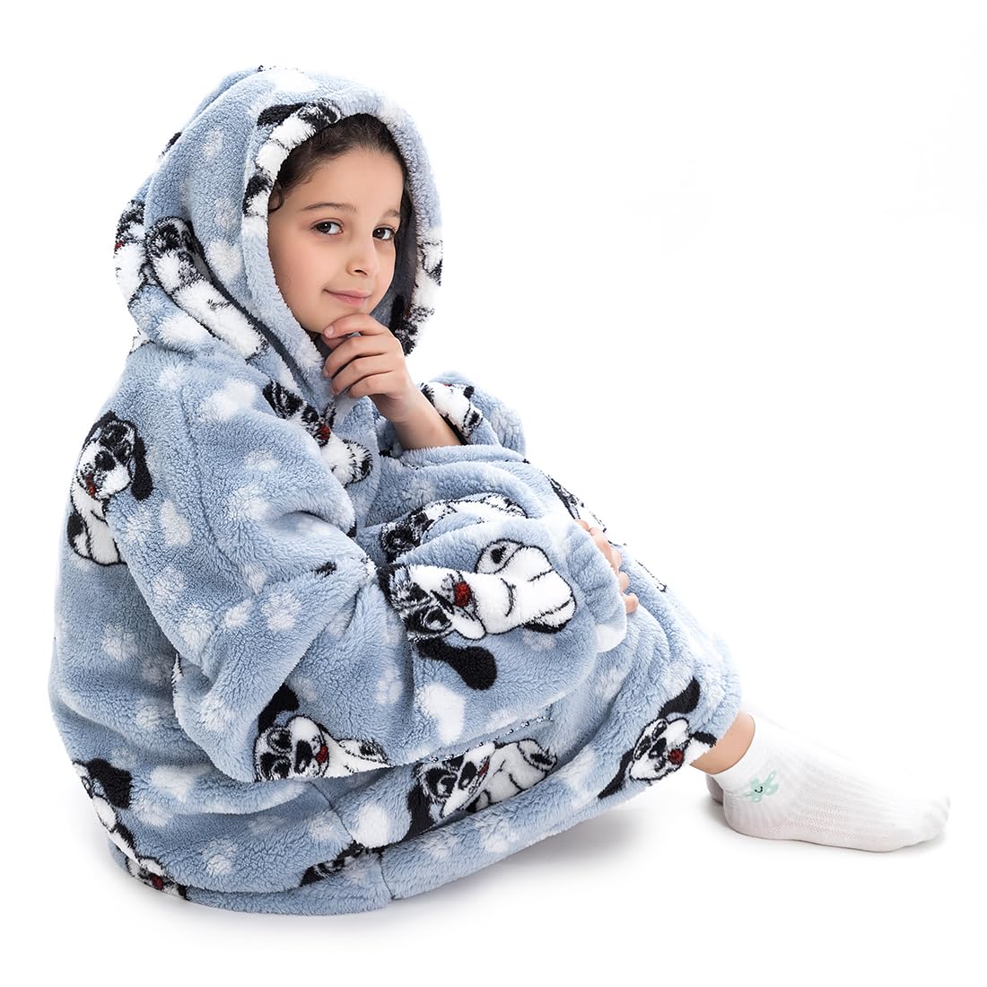 DOUUCO Oversized Hoodie Blanket Kids Sherpa Hooded Wearable Blanket Softness Cozy Fleece Sweatshirt Sweater Giant Hoodie