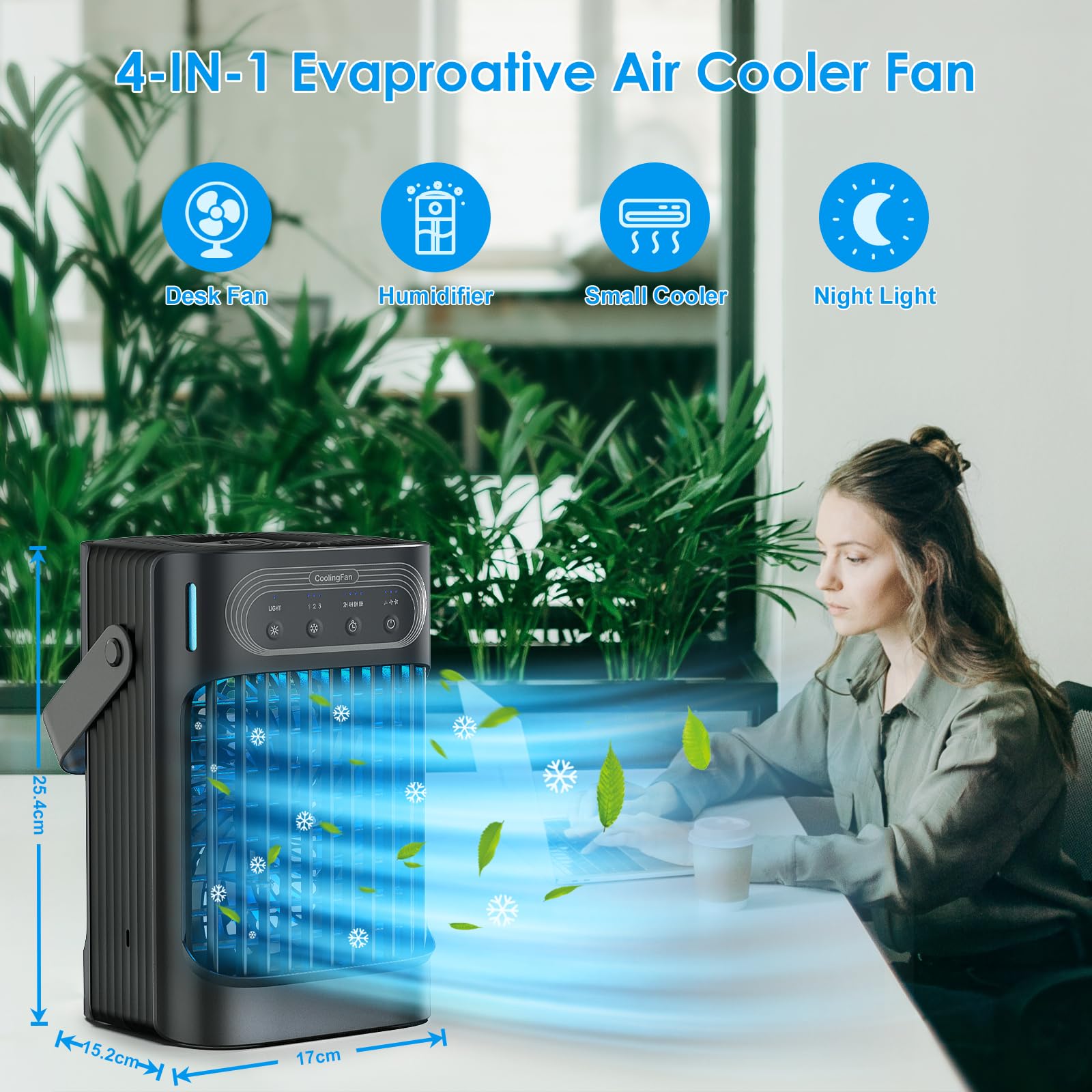 VICELEC Portable Air Conditioners Cooling Fan, Upgraded Evaporative Mini Air Conditioner. Phil and Gazelle.