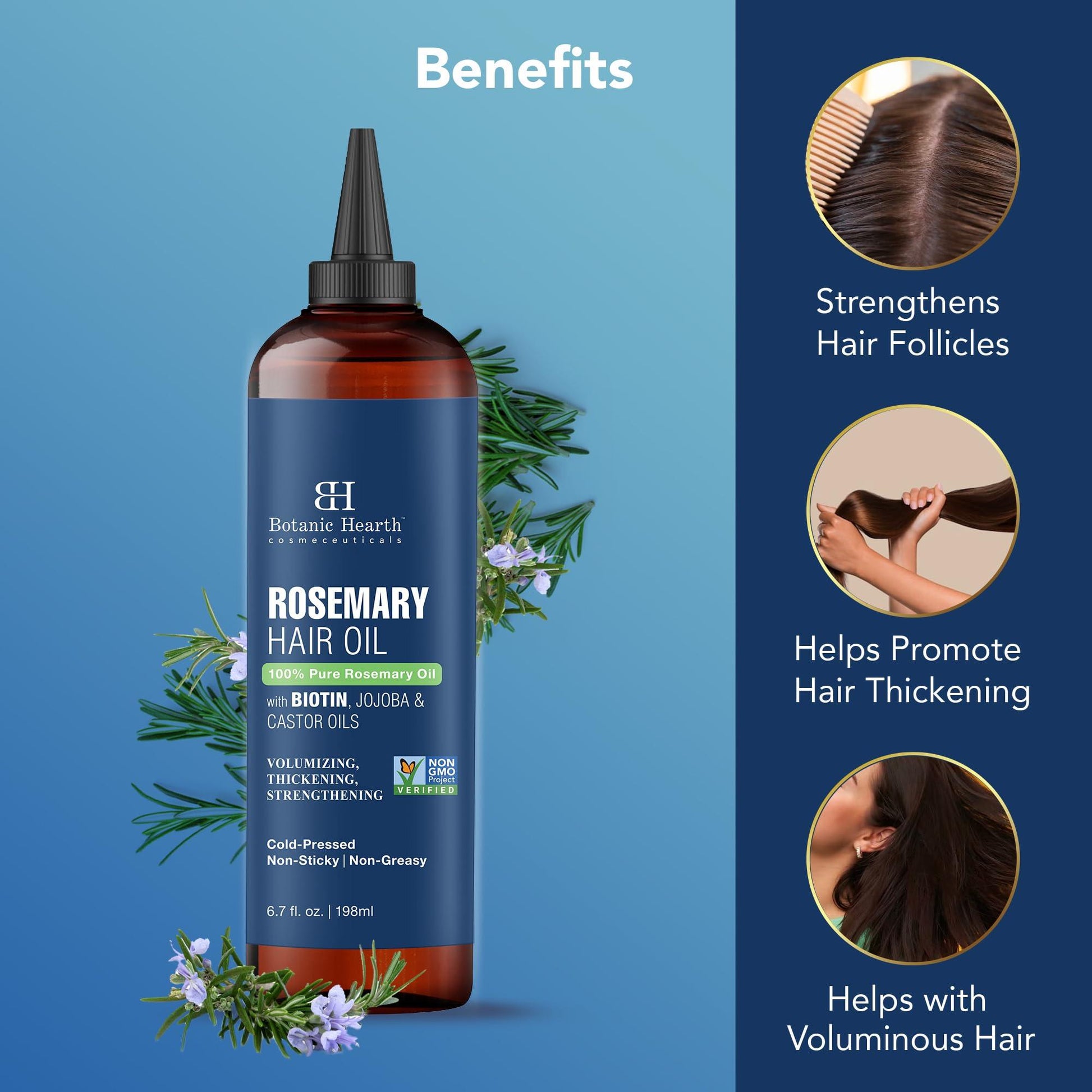 Rosemary Hair Oil with Biotin for Hair Care. Phil and Gazelle.