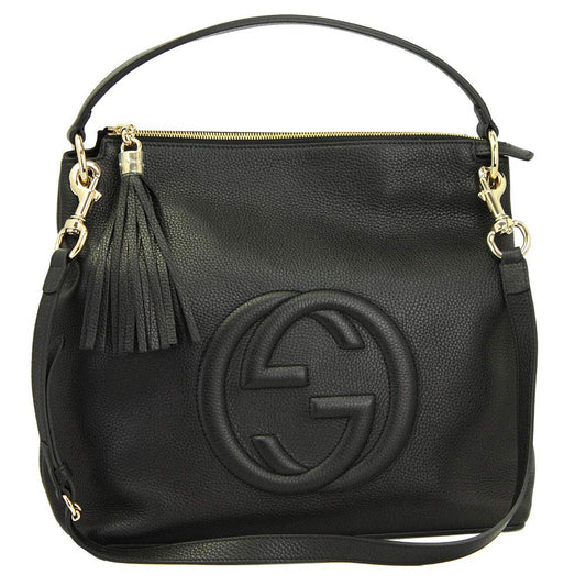 Gucci Soho Black Leather Hand Bag With Shoulder Strap Phil and Gazelle