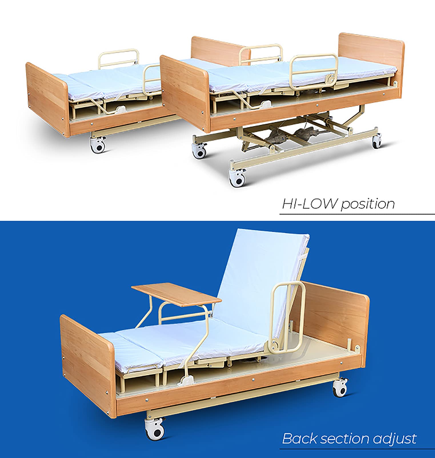 Heavy-Duty Bariatric Homecare Bed with High Low Adjustable,450 Lb.