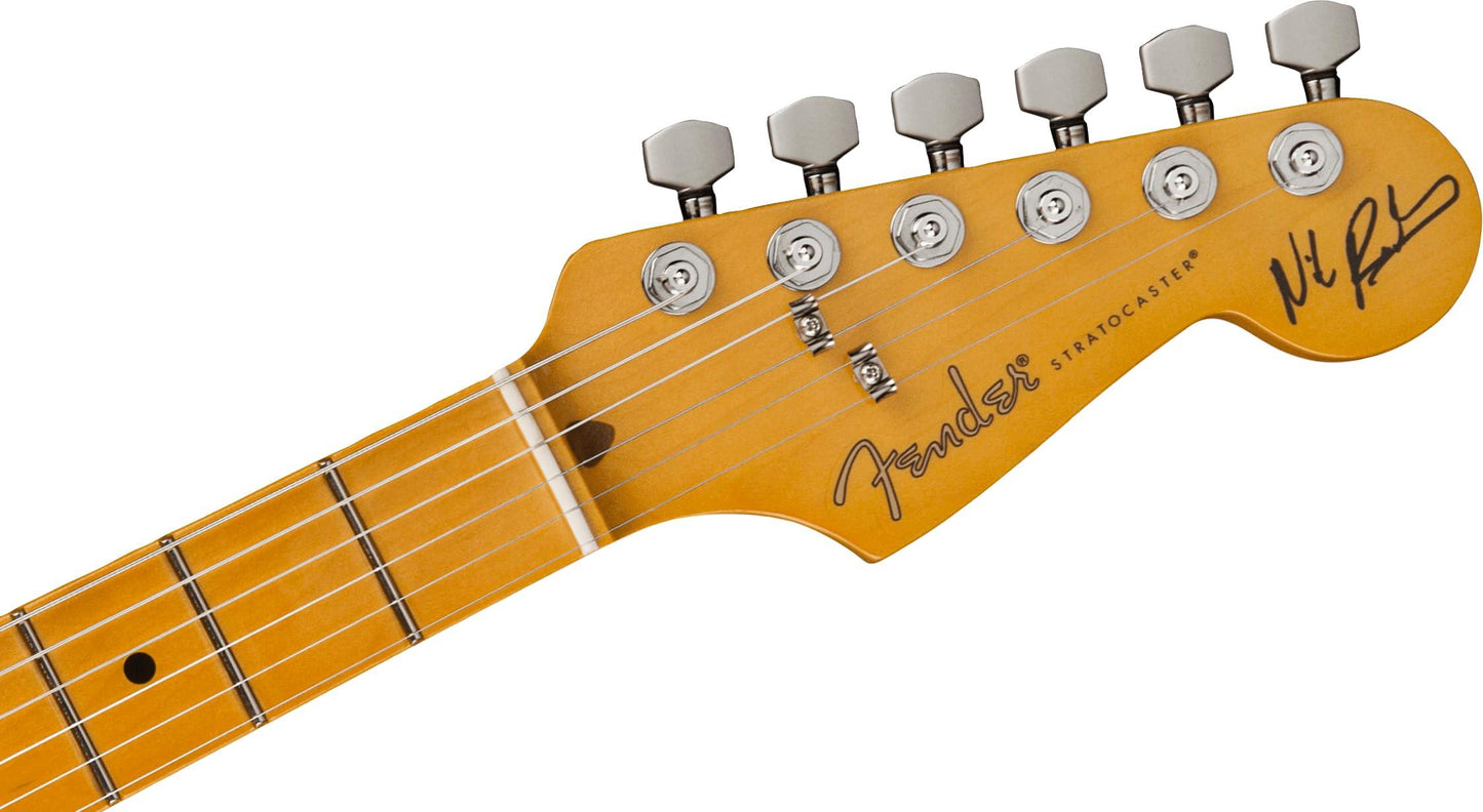 Fender Nile Rodgers Hitmaker Stratocaster - Maple, Olympic White. Phil and Gazelle.