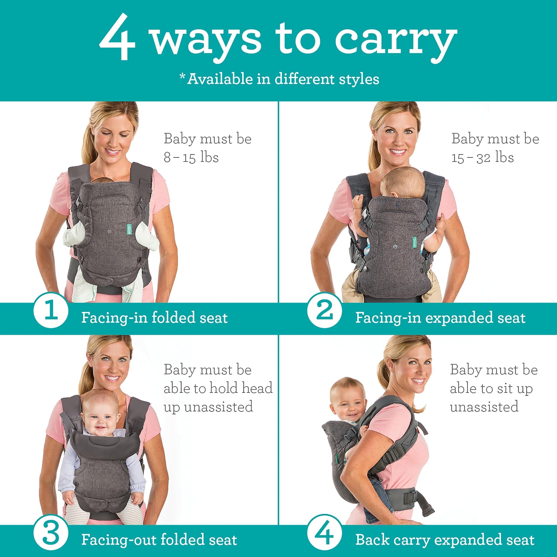 Infantino Flip Advanced 4-in-1 Carrier - Ergonomic. Phil and Gazelle.