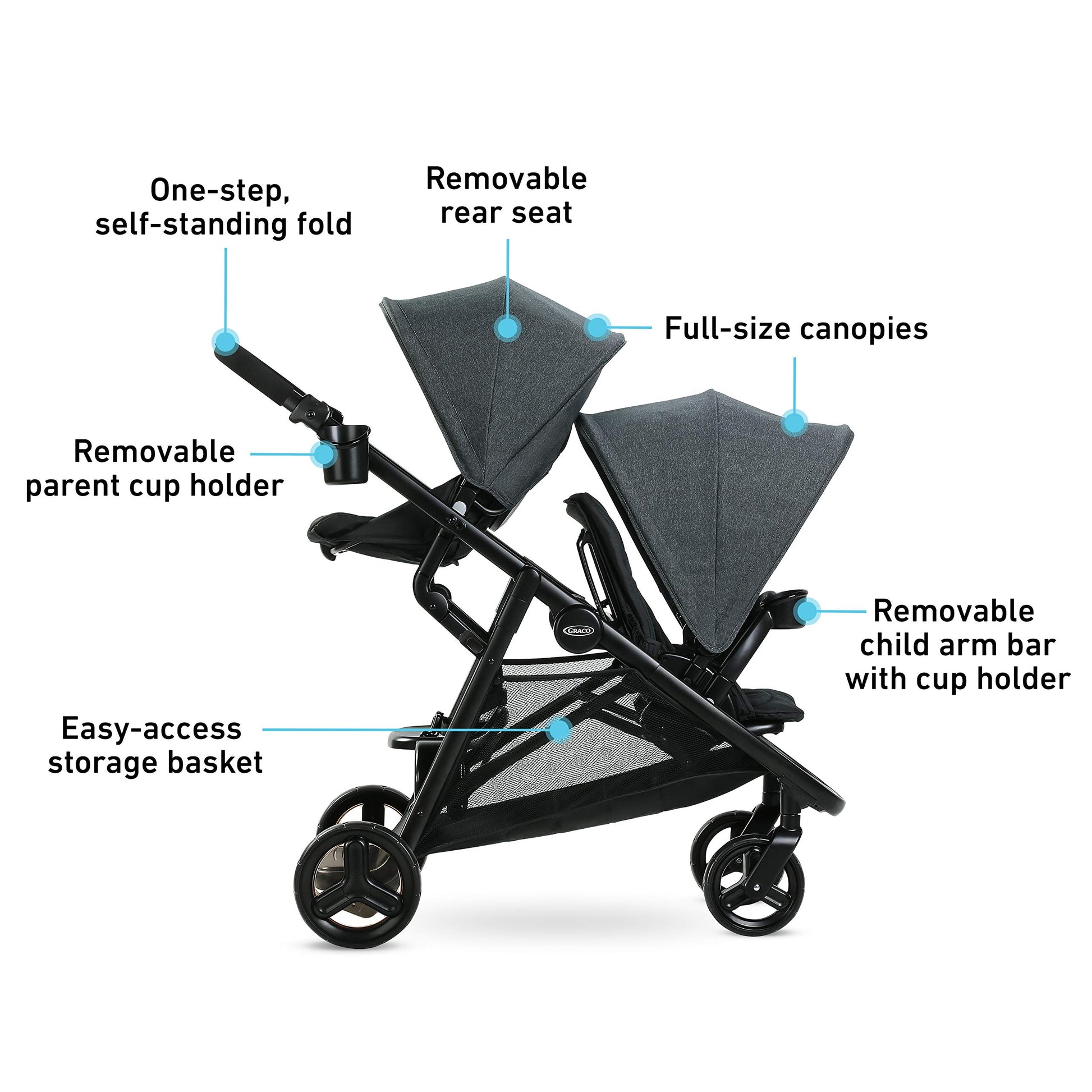 Graco Ready2Grow 2.0 Double Stroller. Phil and Gazelle.