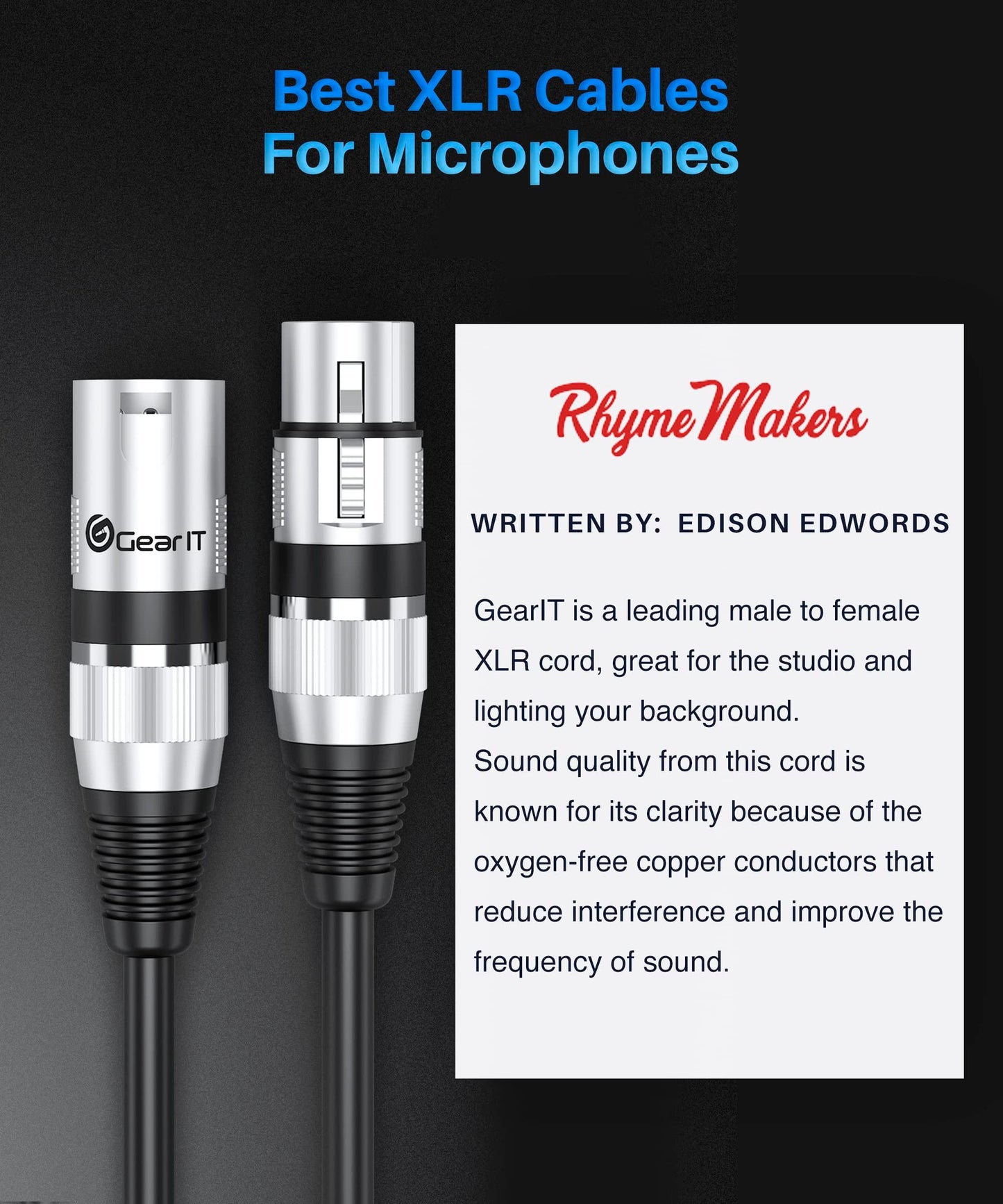 GearIT XLR to XLR Microphone Cable (10 Feet, 6-Pack) Phil and Gazelle.