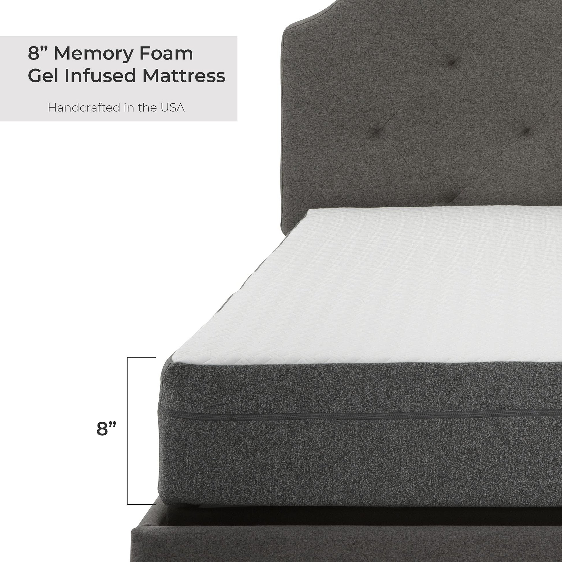 Blissful Nights - King Mattress - Firm 8" Cool Gel Memory Foam. Phil and gazelle Mattress.