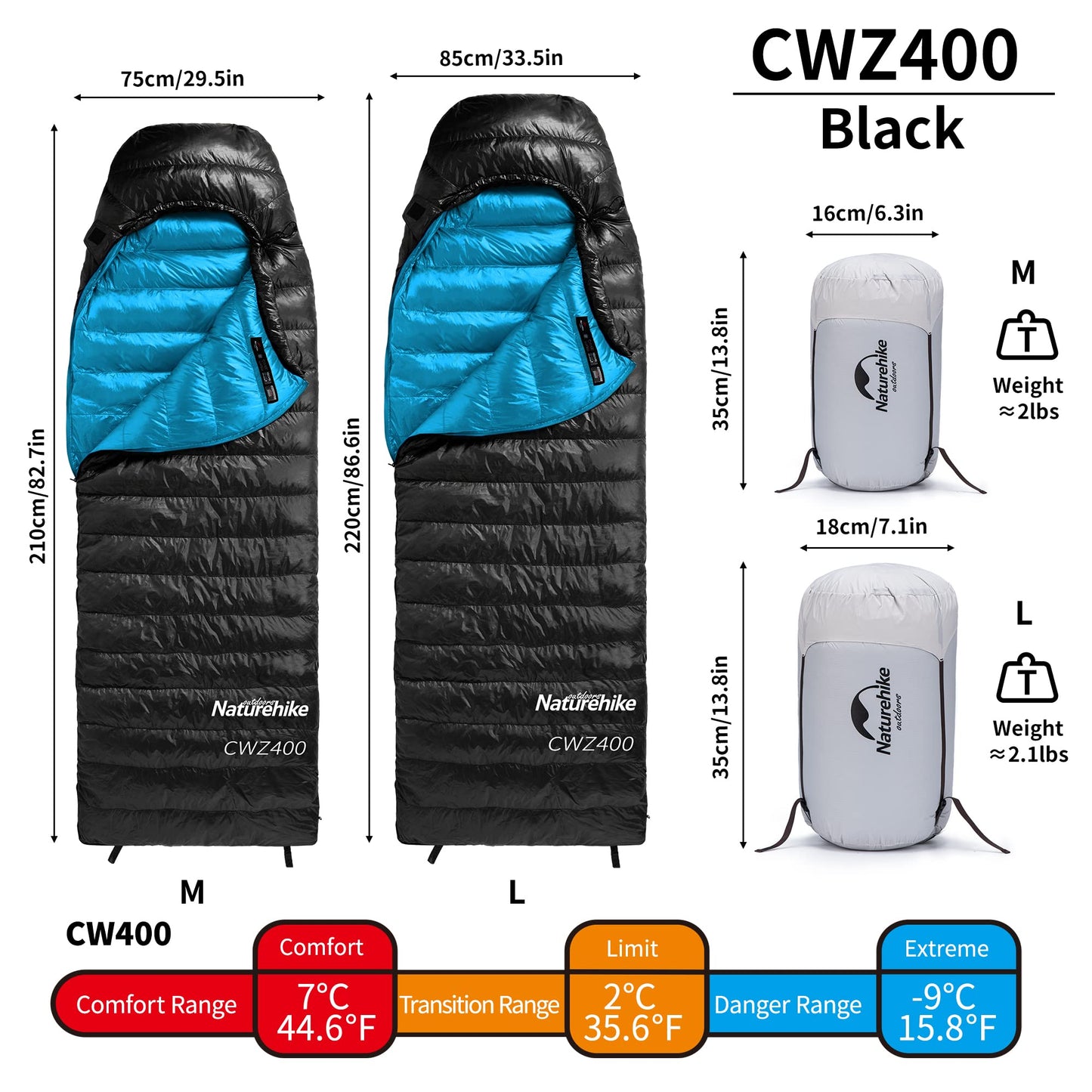 Naturehike Ultralight Goose Down Sleeping Bag 750/550 Fill Power Compact Portable 3-4 Season for Adults Kids Cold Weather Waterproof Backpack,Camping,Hiking