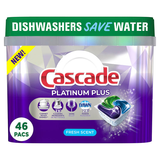 Cascade Dishwasher Detergent Pods, Platinum Plus ActionPacs, Fresh Scent, 46 Count. Phil and Gazelle